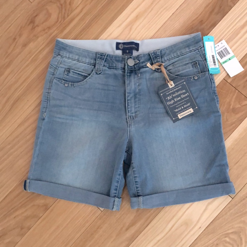 Democracy Denim Shorts Ab Solution High Rise Kayla Short Size 8 Indigo